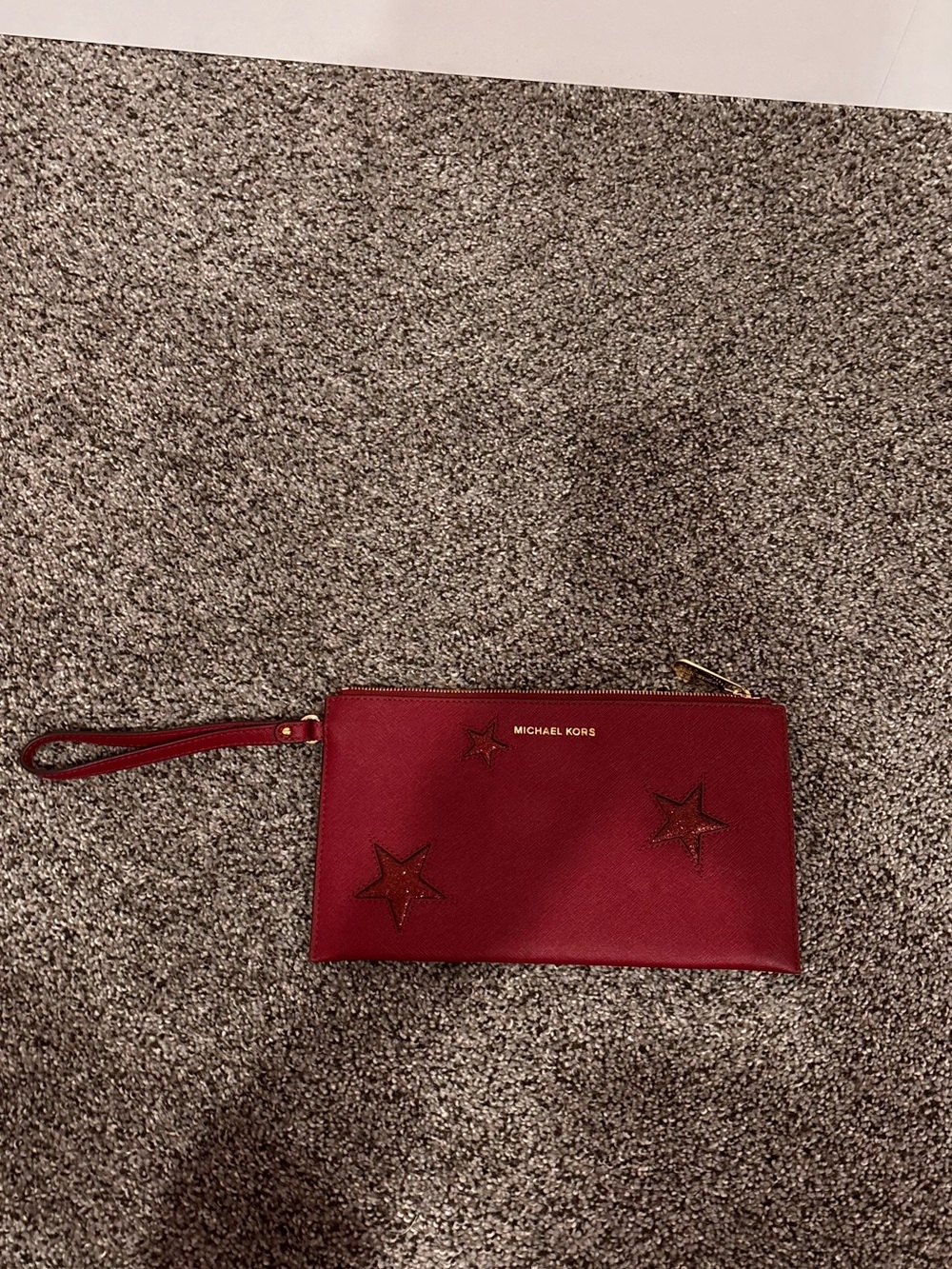 Michael Kors Red Star Embellished Wristlet Clutch